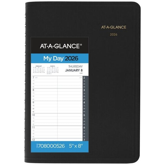 At-a-GLANCE® 2026 Daily Quarter-Hour Appointment Book Planner, Black, Small, 5" X 8