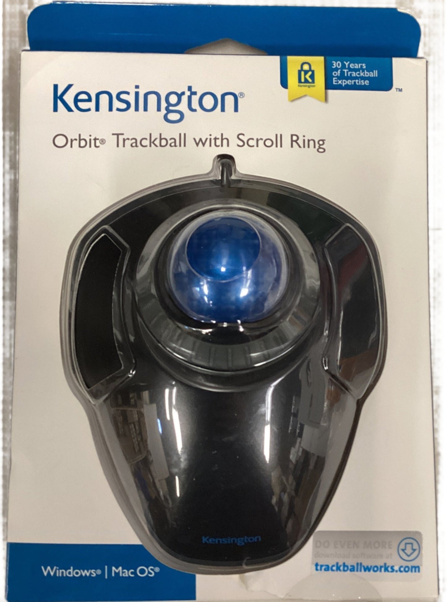 Kensington Orbit Trackball with Scroll Ring, Black/Blue