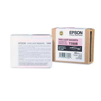 Epson T580B (T580B00) Vivid Light Magenta Original Ink Cartridge - Damaged Box (New)