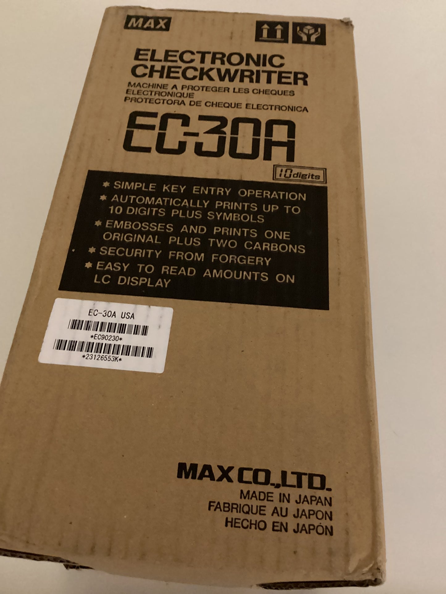 Max EC-30A 10 digit print electronic check writer