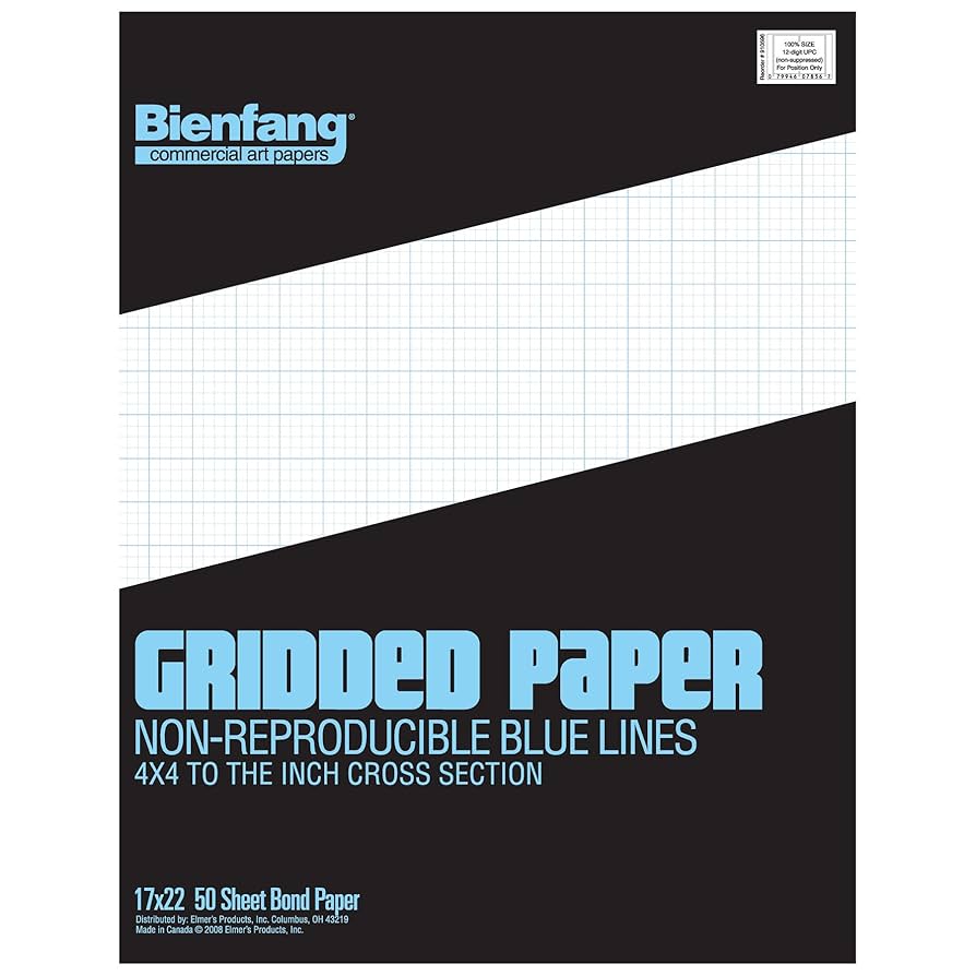 Bienfang 4×4 Grid Pad, 50 sheets, size 17″ × 22″