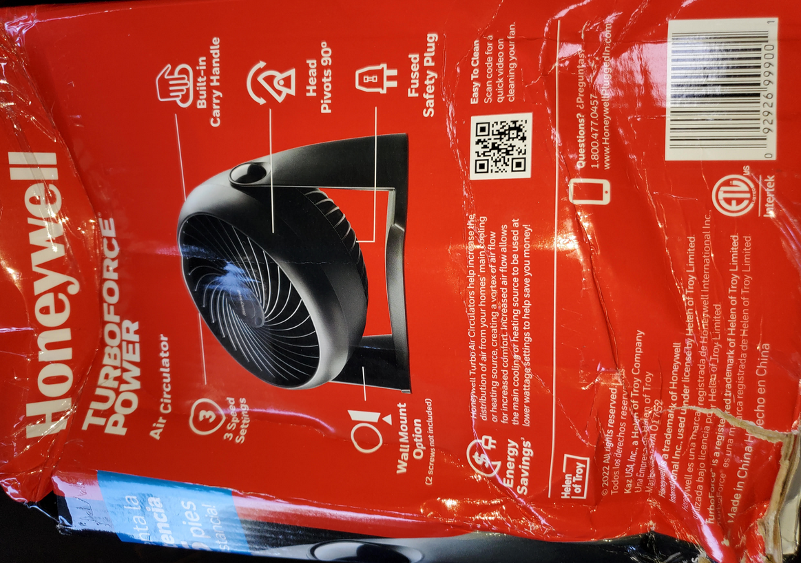 Honeywell Super Turbo Three-Speed High-Performance Fan, Black (Damaged)