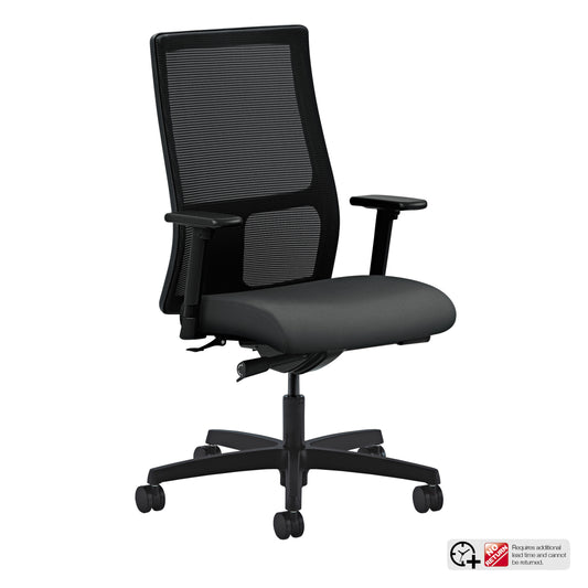 HON Ignition Series Mesh Mid‑Back Work Chair, Iron Ore seat, Black mesh back / base (Local Pickup Only/Special Shipping Available - See Note in Description)