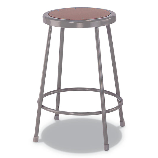Alera Industrial Metal Shop Stool, Backless, Supports up to 300 Lb, 24" Seat Height, Brown Seat, Gray Base