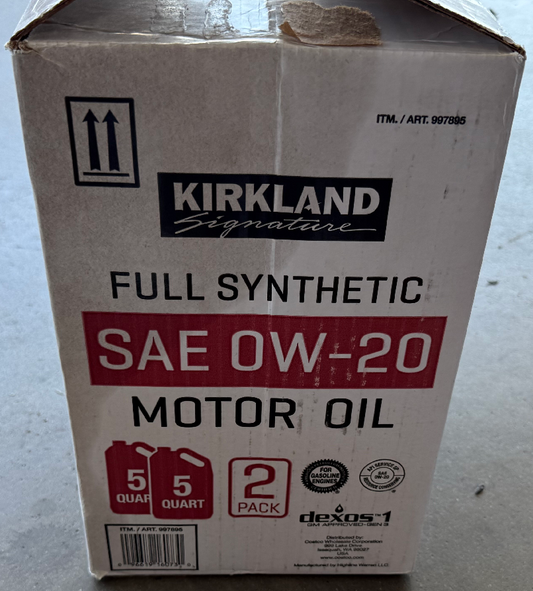 Kirkland Signature SAE 0W‑20 Full Synthetic Motor Oil – 2 Pack (5 Quarts each) Local Pickup Only