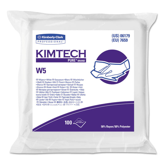 Kimtech™ 9 X 9 in. W5 Critical Task Wipers Flat Double Bag with Spunlace, White - Pack of 100