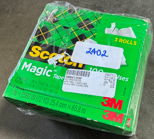 Scotch Magic Tape, Invisible, 3 Tape Rolls, 1 in X 2592 in, Home Office Supplies and School Supplies for College and Classrooms - Damaged Package