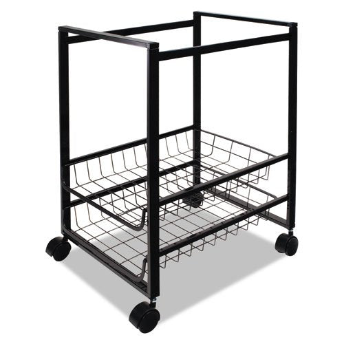 Mobile File Cart with Sliding Baskets, Metal, 2 Drawers, 1 Bin