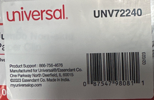 Universal Jumbo Non-skid Paper Clips UNV72240BX