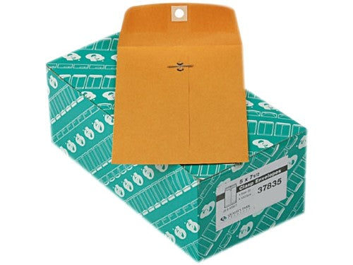 Quality Park QUA37835 Trade Size 35 5 in. X 7.5 in. Square Flap Clasp/Gummed Closure Envelopes - Brown Kraft (100/Box)