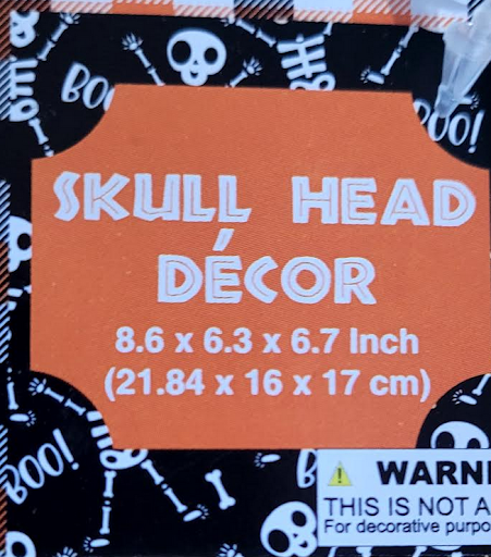 PLASTIC SKULL HEAD DECOR 8.6X6.3X6.7