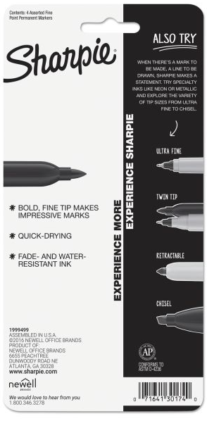 Sharpie Permanent Marker Set, 4pk