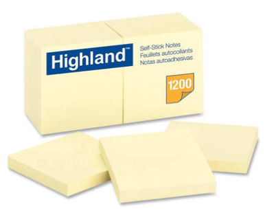 Highland Sticky Notes 3 x 3 Inches Yellow