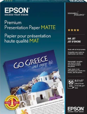 Epson Matte Presentation Paper, 13" X 19", 50 Sheets/Pack