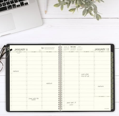 2025 at-a-GLANCE Recycled 8.25" X 11" Weekly & Monthly Appointment Book Planner, Faux Leather Cover, Black