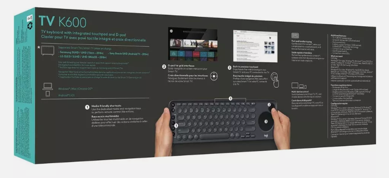 Logitech K600 TV - TV Keyboard with Integrated Touchpad and D-Pad Compatible with Smart TV