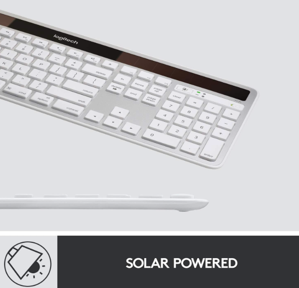 Logitech Wireless Keyboard K750 Solar Recharging, Mac-Friendly, 2.4GHz Wireless - Silver