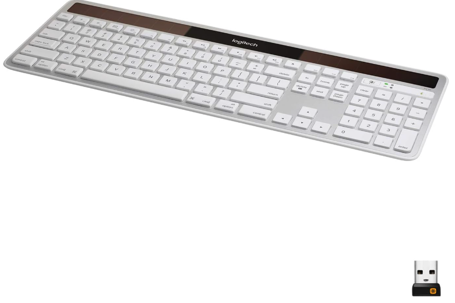 Logitech Wireless Keyboard K750 Solar Recharging, Mac-Friendly, 2.4GHz Wireless - Silver