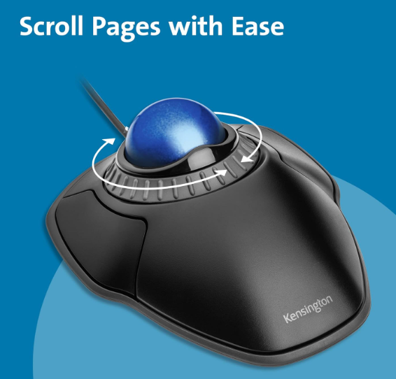 Kensington Orbit Trackball with Scroll Ring, Black/Blue