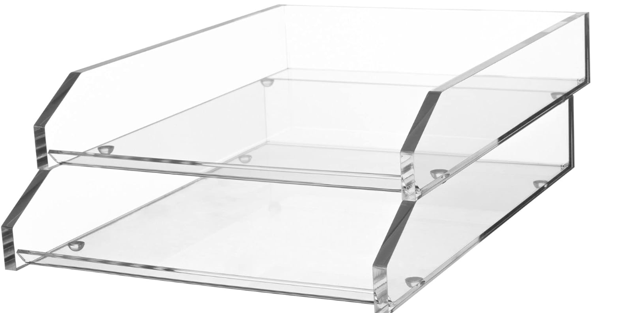 Kantek 2-Tier Letter Trays, Clear, Pack of 2 Trays