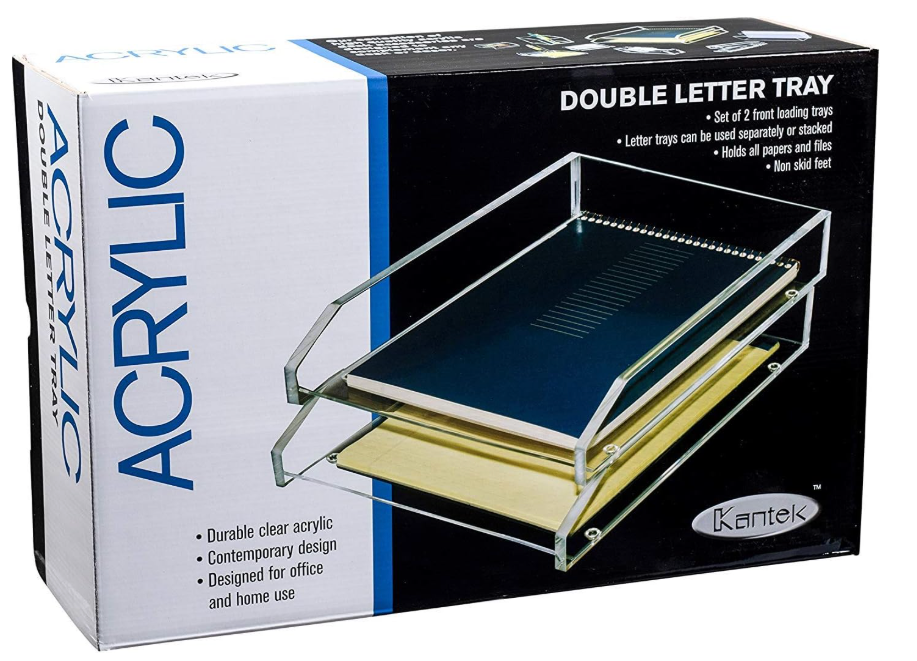 Kantek 2-Tier Letter Trays, Clear, Pack of 2 Trays