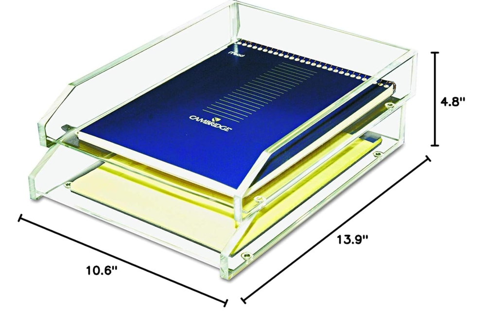 Kantek 2-Tier Letter Trays, Clear, Pack of 2 Trays