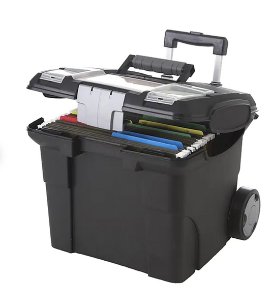 Storex Premium Plastic/Poly Mobile File Cart, Black (61507B01C)