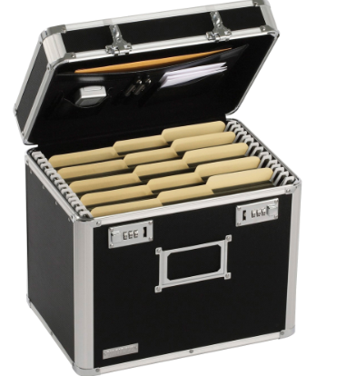 Vaultz Locking File Chest, Letter Files, 13.5" X 10.5" X 13.25", Black