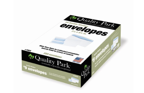 Quality Park Double-Window Envelopes, 3 5/8" X 8 5/8", White, Box of 500