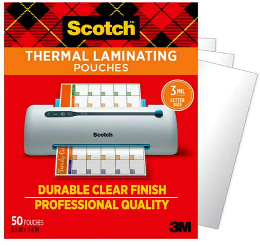 Scotch Laminating Pouches, 3 Mil, 9" X 11.5", Gloss Clear, 50/pack ( MMMTP385450 )