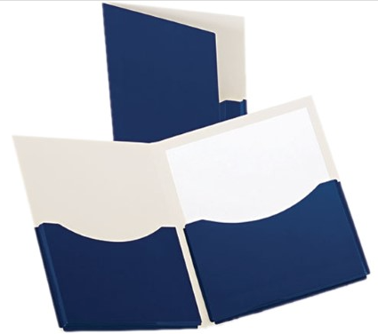 Oxford Double Stuff Gusseted 2-pocket Laminated Paper Folder, 200-sheet Capacity, 11 X 8.5, Navy, 20/box ( OXF54443 )