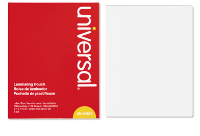 Universal Laminating Pouches, 3 Mil, 9" X 11.5", Matte Clear, 100/box ( UNV84622 )