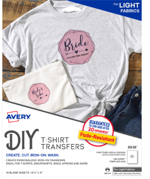 Avery Fabric Transfers, 8.5 X 11, White, 18/pack ( AVE8938 )