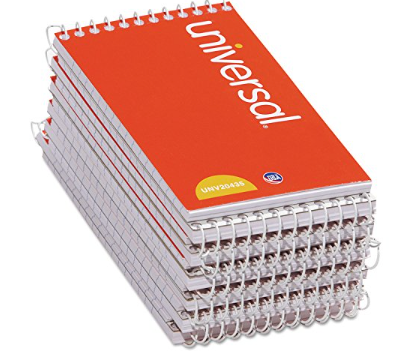 Universal Wirebound Memo Pad with Coil-lock Wire Binding, Narrow Rule, Orange Cover, 50 White 3 X 5 Sheets, 12/pack ( UNV20435 )