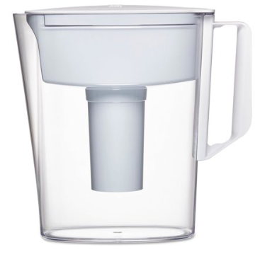 Brita Water Filter 6-Cup Denali Water Pitcher Dispenser with Standard Water Filter - White