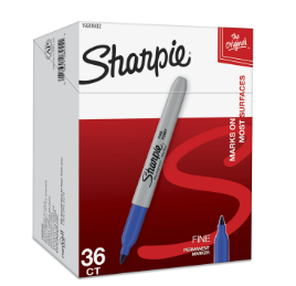 Sharpie Fine Tip Permanent Marker Value Pack, Fine Bullet Tip, Blue, 36/pack