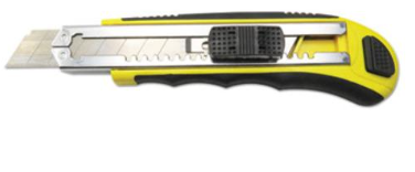 Boardwalk Rubber-gripped Retractable Snap Blade Knife, Straight-edged, Black/yellow