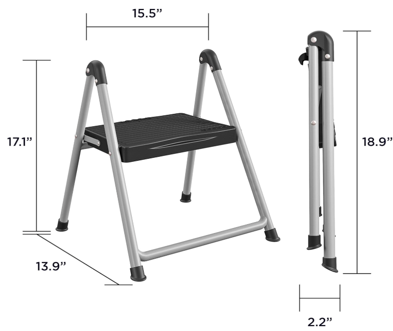 1-Step Steel Step Ladder Stool Without Handle