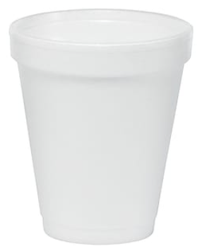 6 Oz. White Disposable Foam Cups, 25/Bag, 40 Bags/Carton