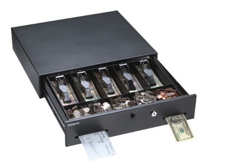 Alarm Alert Steel Cash Drawer W/Key & Push-Button Release Lock, Black