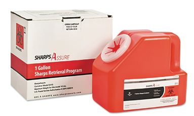 Sharps Assure Sharps Retrieval Program Containers, 1 Gal, Cardboard/plastic, Red