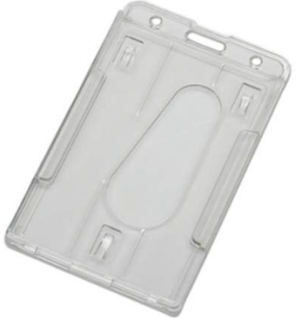 SKILCRAFT Dual Card ID Holder Clear Vertical 2 1/8 X 3 3/8 (13/pk with black lanyards)