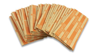 CONTROLTEK Flat Tubular Coin Wrap, Quarters, $10.00, Orange, 1,000/box