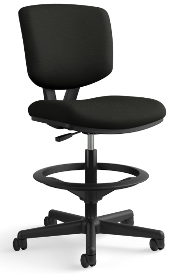 Stool Task Chair 27 in. X 29.5 in. X 49 in. Leather- Black