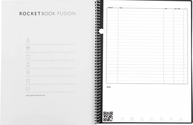 Rocketbook Fusion Digital Reusable Spiral Notebook Gray Executive Size Eco-Friendly (6 X 8.8 )