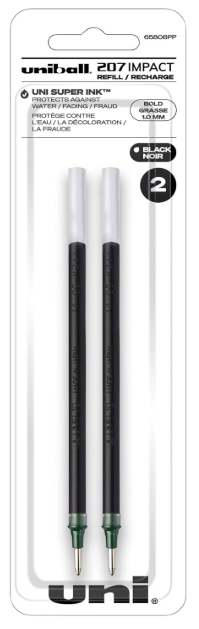 Uniball Gel Impact RT Rollerball Pen Refills, Black, 2PK