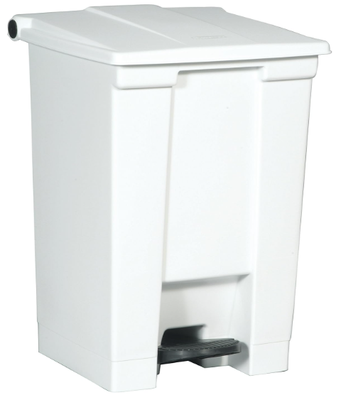 Rubbermaid Commercial Products Step-On Trash Can with Lid, 12-Gallon, White, Hands-Free