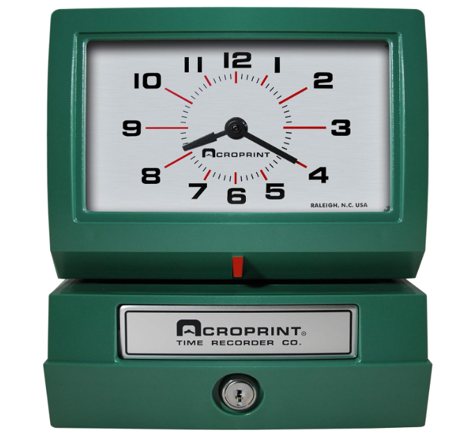 Acroprint Model 150 Punch Card Time Clock System, Green