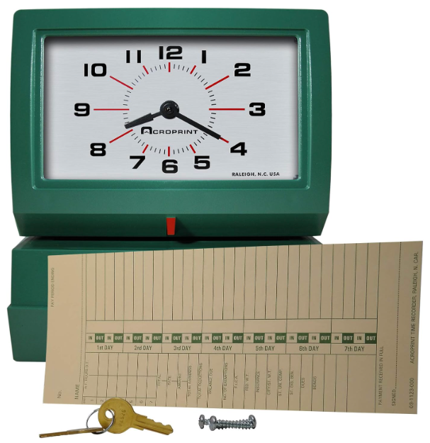 Acroprint Model 150 Punch Card Time Clock System, Green