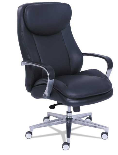 La-Z-Boy 48958 2000 High-Back Executive Chair, Supports up to 300 lbs., Black Seat/Back, Silver Base
